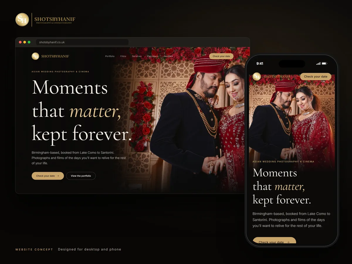 Shots By Hanif website concept